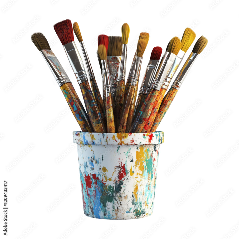 Transparent or PNG Image of Paintbrushes in a Jar Transparent or PNG Image of Paintbrushes in a Jar