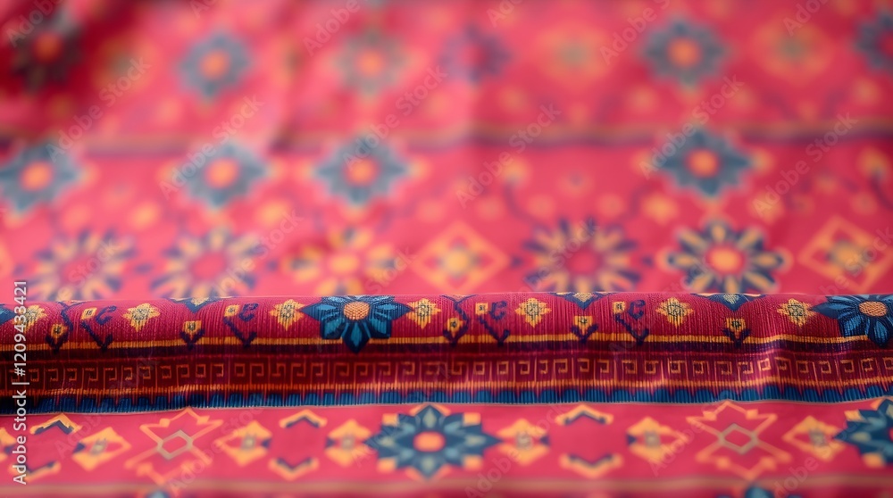 closeup colorful fabric with traditional patterns, textiles, fashion, culture, woven fabric closeup colorful fabric with traditional patterns, textiles, fashion, culture, woven fabric