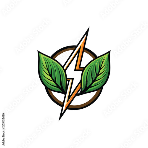 Design a logo featuring a stylized energy bolt seamlessly morphing into a vibrant green leaf, symbolizing sustainable energy and eco-consciousness.