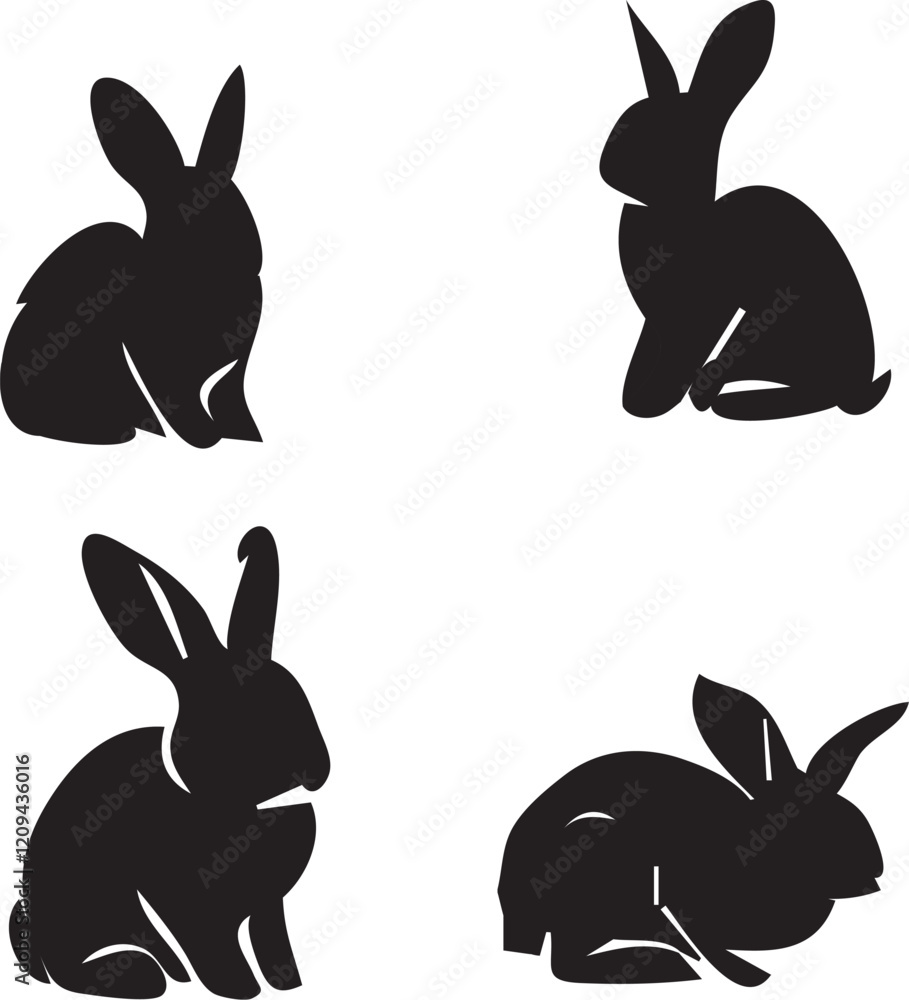 Fototapeta premium silhouette of clean rabbits 