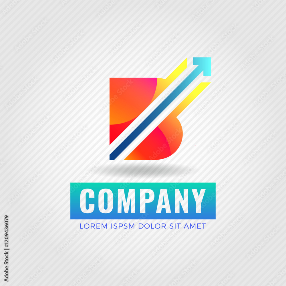 Modern arrow combined with initial letter B logo design. Gradient color logo Modern arrow combined with initial letter B logo design. Gradient color logo