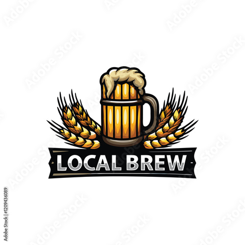 Design a logo for a brewery, showcasing a classic beer mug alongside a stylized barley stalk.