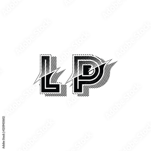 LP monogram logo design letter text name symbol monochrome logotype alphabet character simple logo