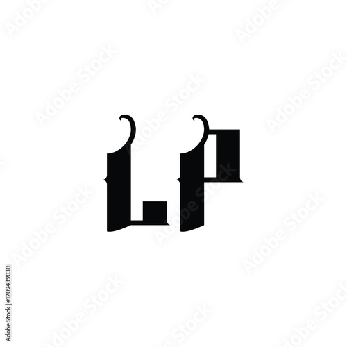 LP monogram logo design letter text name symbol monochrome logotype alphabet character simple logo