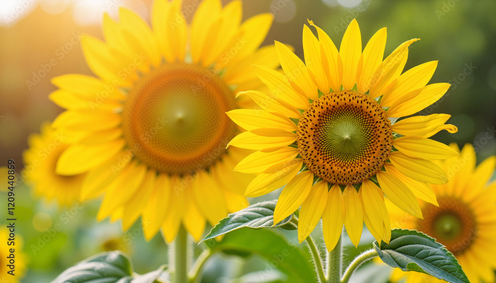 Obraz premium Vibrant sunflowers basking in sunlight, nature's beauty