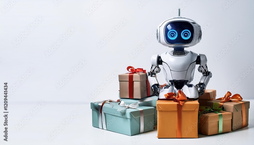 Naklejka premium android with gift box