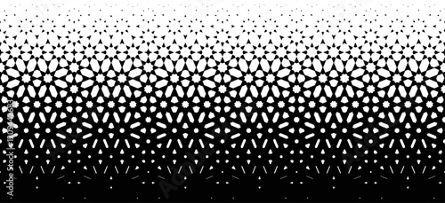 Seamless in one direction Geometric pattern in arabic style Halftone effect