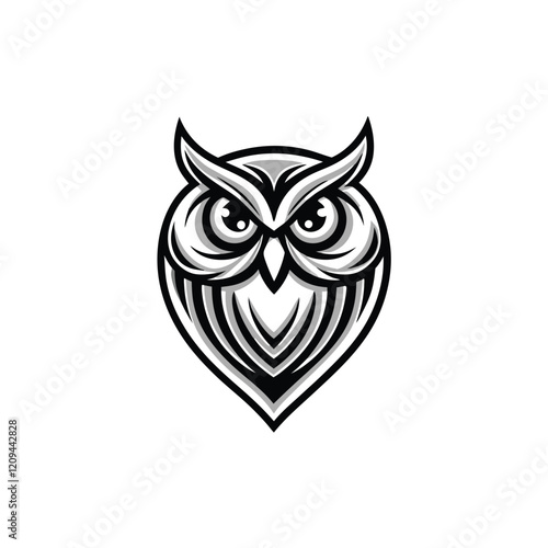 Design a minimalist owl logo with sharp, piercing eyes for a consulting company. The logo should be simple and modern, emphasizing intelligence and focus.