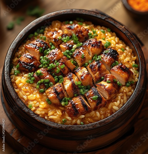 Grilled chicken over saucy rice fakharah