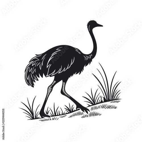 Ostrich silhouette vector illustration
