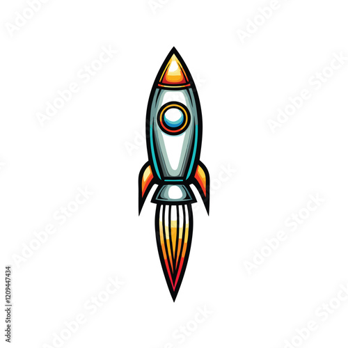 Generate a modern minimalist rocket icon with a gradient effect. The icon should be clean and sleek, with sharp lines and a vibrant color palette.