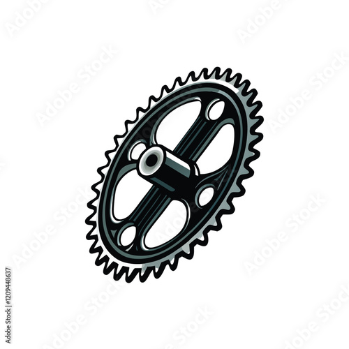 A modern sprocket with a minimalist, geometric shadow cast on a clean white background.