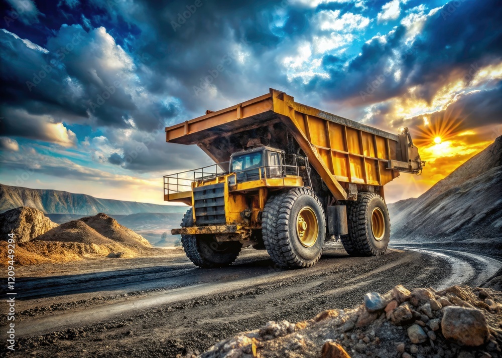 Industrial mining relies on robust dump trucks to efficiently move coal and other mineral resources. Industrial mining relies on robust dump trucks to efficiently move coal and other mineral resources.