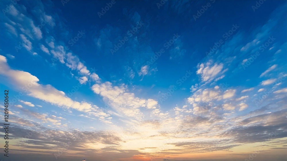 Fototapeta premium 広々とした快晴の青空 雲 背景素材 チラシ・バナー・動画素材 AI生成素材