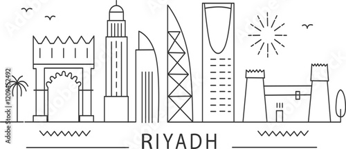 skyline of Saudi Arabia Riyadh (adjustable stroke )