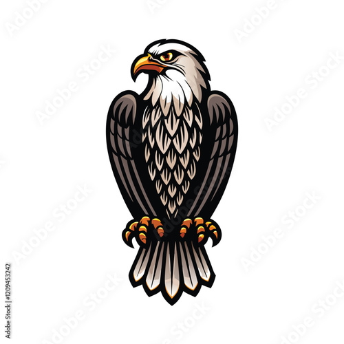 An eagle with piercing eyes and sharp talons, symbolizing power, strength, and vision.