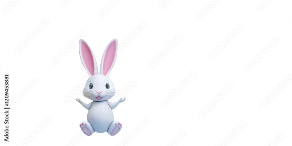 Obraz premium Cute Rabbit on White Background