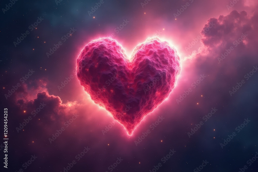 Cosmic Love: A Glowing Heart Surrounded by Ethereal Space Elements, Perfect for Romantic Themes and Celestial Imagery Cosmic Love: A Glowing Heart Surrounded by Ethereal Space Elements, Perfect for Romantic Themes and Celestial Imagery