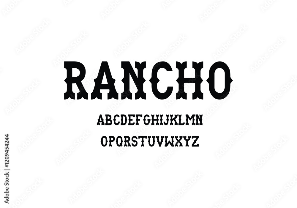 Rancho font for logo and headline. Isolated vector typeset Rancho font for logo and headline. Isolated vector typeset