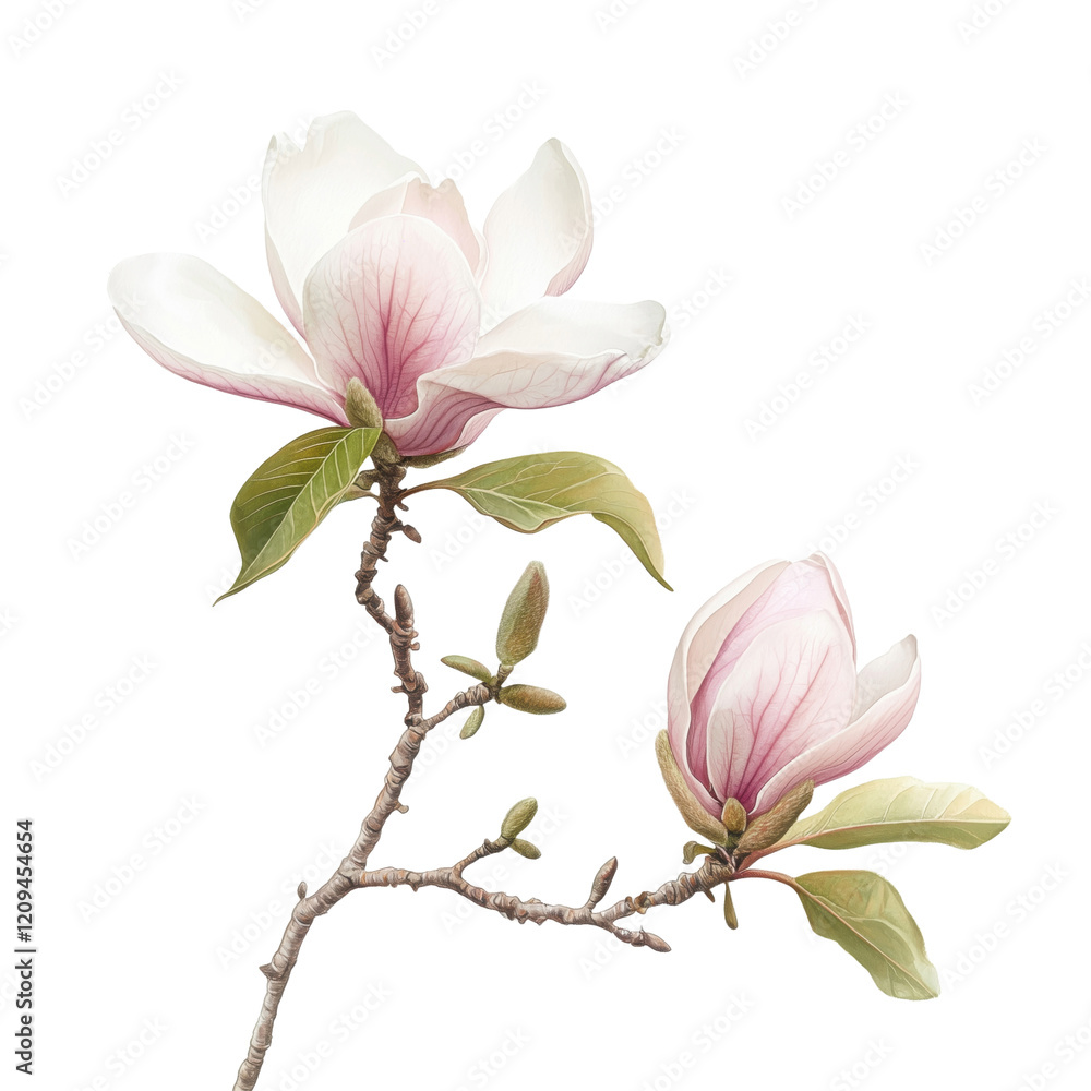 Fototapeta premium magnolia blossom, top, on isolated transparent background