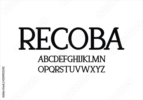 Recoba font for logo and headline. Isolated vector typeset