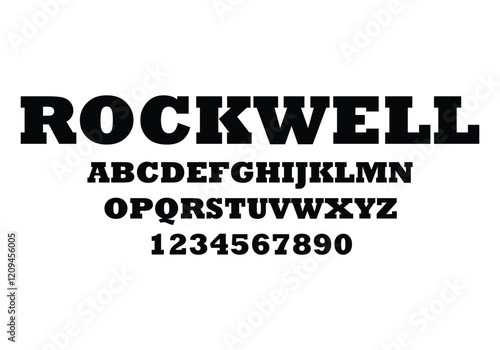 Rockwell font for logo and headline. Isolated vector typeset