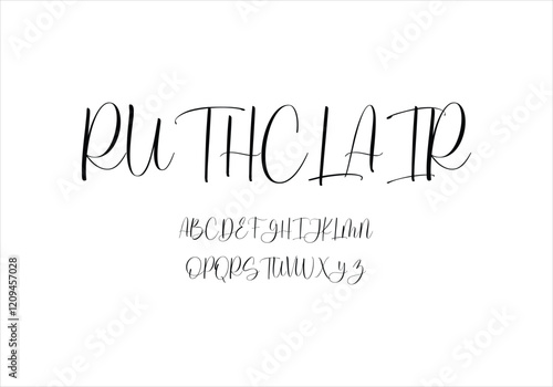Ruthclair font for logo and headline. Isolated vector typeset