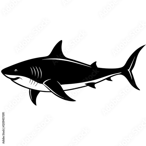 Majestic Shark Silhouette on White