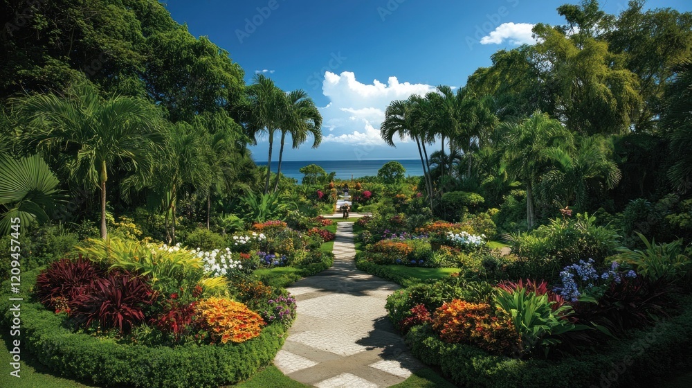 Tropical Garden Path Leading to the Ocean Tropical Garden Path Leading to the Ocean