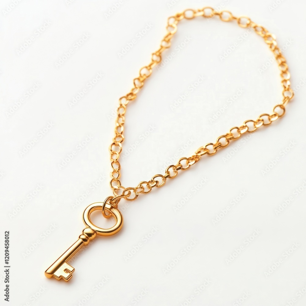 Golden chain necklace with small cute key shape accessories accessory jewelry Golden chain necklace with small cute key shape accessories accessory jewelry