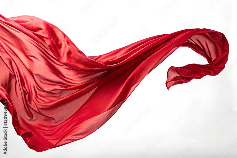 flying red silk fabric isolated on white background flying red silk fabric isolated on white background