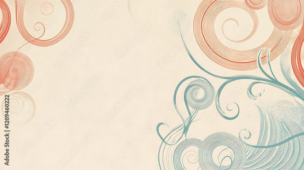 Abstract Swirls Design Featuring Teal and Peach Hues Abstract Swirls Design Featuring Teal and Peach Hues