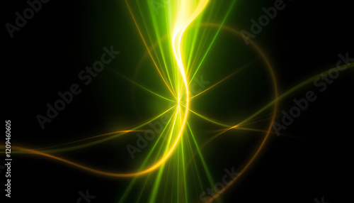 Futuristic Abstract Green Energy with Neon Glow and Fractal Patterns photo