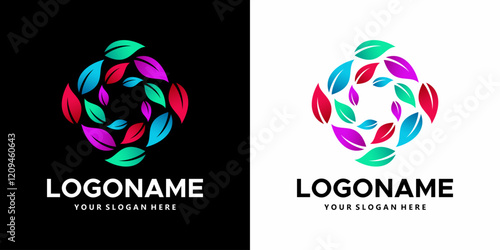 colorful rotating leaf vector logo