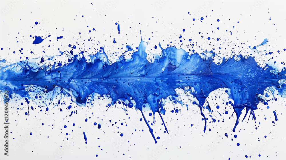Obraz premium Abstract Blue Paint Splatter on White Background