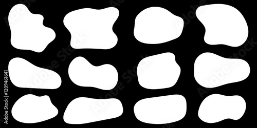 Hand drawn wavy organic form speech bubble, dialog frame background for text highlight set. Monochrome minimalistic sketch doodle set.