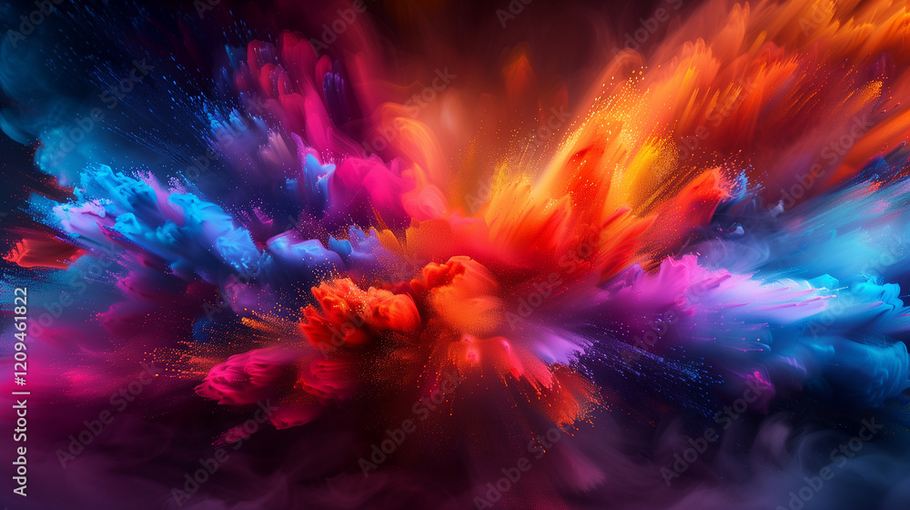 Obraz premium Vibrant Explosion of Colors in Abstract Paint Splashes