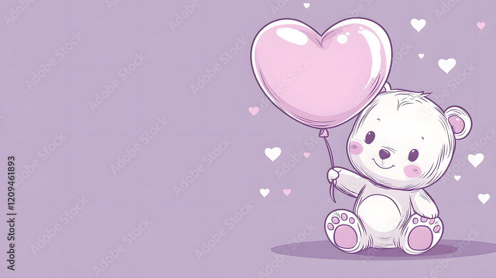 adorable bear holding big heart shaped balloon, surrounded by small hearts, evokes feelings of love and joy. Perfect for children themes and celebrations adorable bear holding big heart shaped balloon, surrounded by small hearts, evokes feelings of love and joy. Perfect for children themes and celebrations
