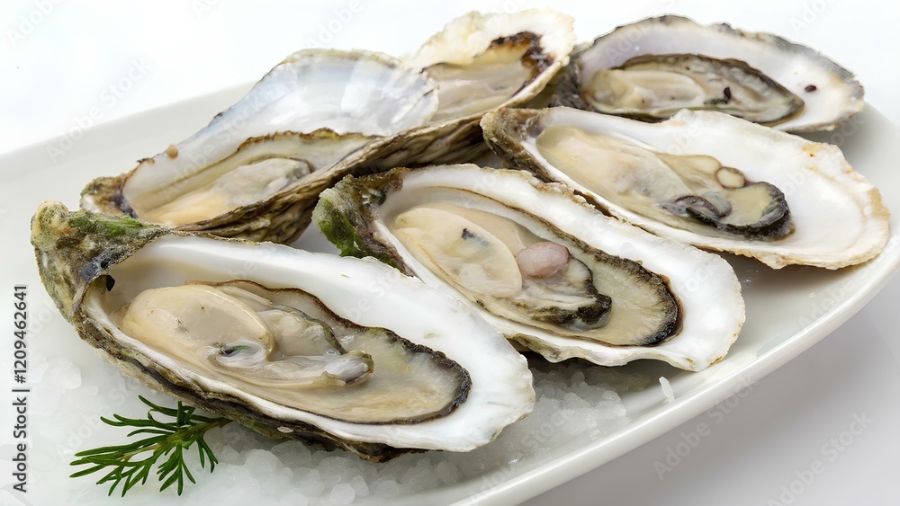 selected large oysters on a white background selected large oysters on a white background