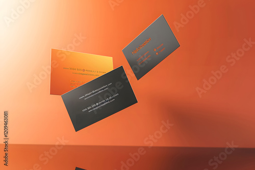 loating business card mockup in a sleek, modern design, professional setting. Generative Ai. photo