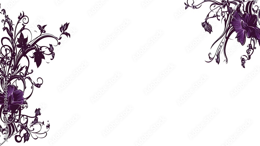 Elegant Purple Floral Design Border Frame