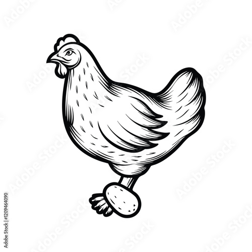Create a simple, bold silhouette of a chicken. Focus on a clear outline with minimal detail.
