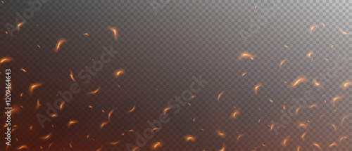 Flame effect PNG. Fire sparks on transparent background. Burning red hot sparks realistic fire flames. Flying up sparks, burning fire particles with smoke texture. Realistic flame effect.