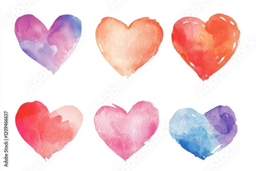 Valentine-themed watercolor elements for card designs, invitations, logos, labels, and stationery suited for birthdays, mother's day, weddings, children's celebrations, and festive events