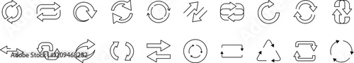 Arrow Round Line Icon Pack. Outline Signs for Graphic and Web Design, Apps, Adverts, Various Cards