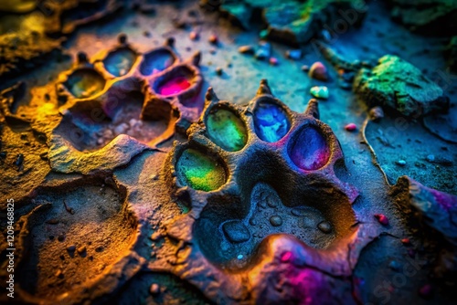 Low Light Paw Prints: Artistic Dog Footprints in the Dark photo