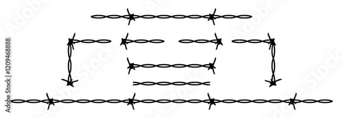 barb wire silhouette, barbwire border, strands of barb wire chain, barb wire pattern, fence barb, barbed wire