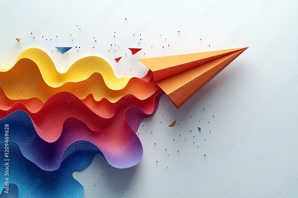 © Wanida - Creative ai generate paper airplane design abstract art colorful environment modern viewpoint innovation concept