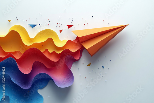 Creative ai generate paper airplane design abstract art colorful environment modern viewpoint innovation concept