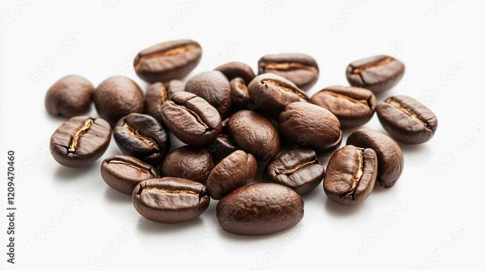 Rich coffee beans arranged on a bright gradient background, showcasing their texture and color variations in a harmonious display. Generative AI Rich coffee beans arranged on a bright gradient background, showcasing their texture and color variations in a harmonious display. Generative AI